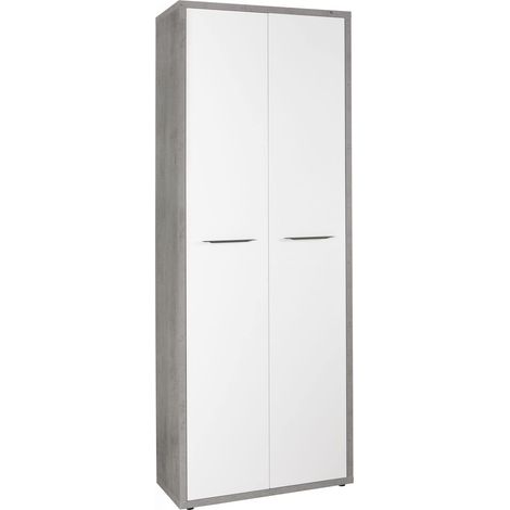 Composad  Mobile Armadio della Linea DISEGNO con 2 Ante, Mobile Contenitore Archivio, (LxAxP) 81,60x217,50x35,70 cm, Colore Cemento e Bianco Laccato, per Studio, Ufficio, Made in Italy (1/4)