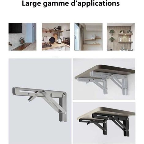 2PCS 300mmx160mm Equerres Murale Pliable Acier Laminé à Froid épaissi Avec Vis (1/4)