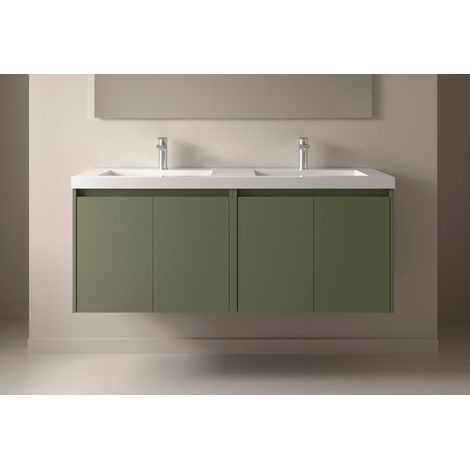 Noja Unterschrank 1400 4 Türen + Waschbecken Green Satin