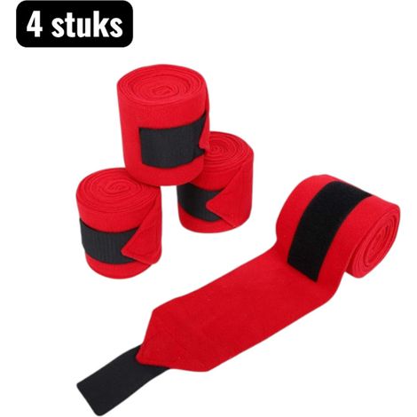 Lot de 4 guêtres pour tendons de chevaux en polaire douce 3 mm d'épaisseur comprenant 4 sangles 11 cm x 3 m à utiliser comme rembourrage ou de remplacement Rouge (1/5)