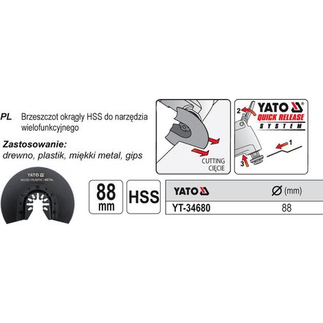 YATO YT-34680 - lama a mezzaluna de lama per sega HSS per multiutensili oscillanti