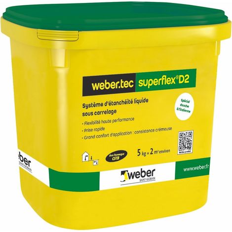 Weber Saint Gobain – Mortier d'étanchéité sous carrelage – Ciment, sable siliceux, résine polymère – Système bi-composant – Seau 24 kg