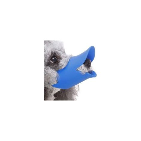 Muselière anti-morsure pour chien, design en forme de canard, résistante aux morsures, muselière souple, empêche les morsures, les aboiements et les mâchonnements avec sangle réglable (Bleu, M)