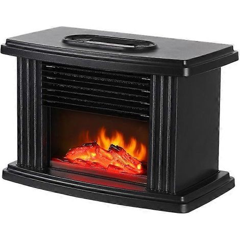 Cheminée électrique 1000 W, poêle à bois avec effet flamme, sur pied, noire, avec télécommande et prise européenne. (1/4)
