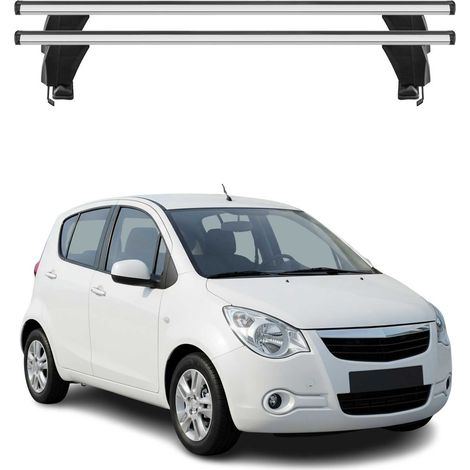 OMAC Dachträger Querträger Alu für Opel Agila II 2007-2014 – Abschließbar – T-Nut – City-Crash-getestet – Max. 50 kg Silber (1/5)