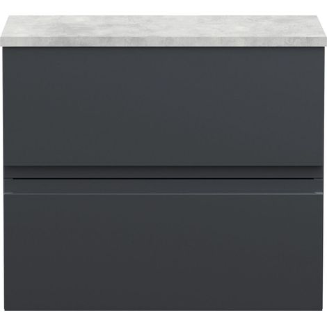 Mavesyn Contemporary 2 Drawer Wall Hung Vanity Unit with Laminate Worktop, Dark Grey, 600mm