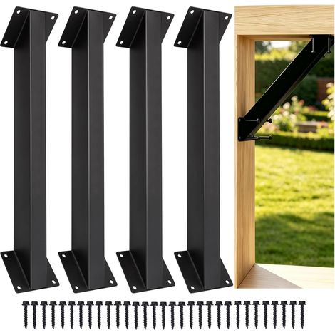 Équerre de fixation à 45° (4 pièces) pour poutres en bois, connecteur d'angle en acier au carbone, connecteur pour poteaux et poutres en bois, bordure de bureau, pergola, gazebo