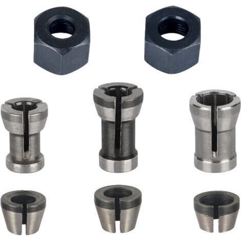 Mandrin de Fraiseuse - Lot de 8, Collet Mandrin Affleureuse (6 mm, 6.35 mm, 8 mm), Pince de Serrage Defonceuse, Adaptateurs de Pince (1/5)