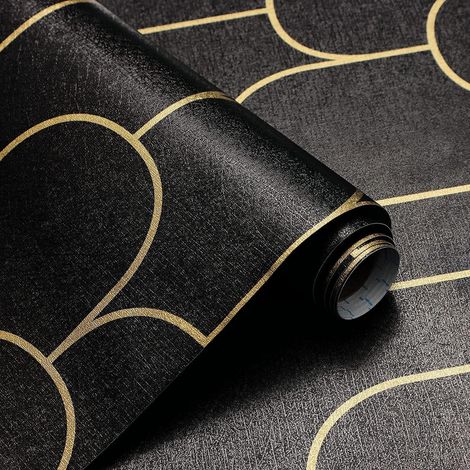 Selbstklebende Tapete Schwarz Gold Geometrische Muster 44×300cm Wohnzimmer (1/5)