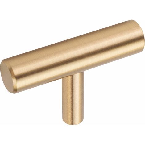Lot de 10 Boutons de Meuble en Laiton Brossé, Boutons de Tiroir de Commode en Or, Pour Armoires, Placards, Salle, Bain et Cuisine, 50 x 35mm (Forme en T) (1/4)
