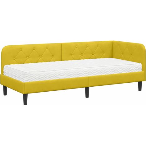 Estructura de cama en esquina Amarillo 80 x 200 cm Terciopelo vidaXL