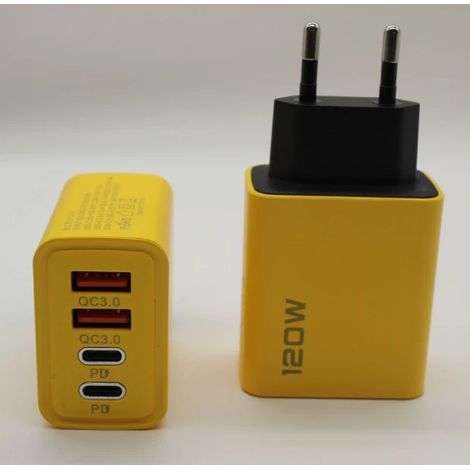 Chargeur rapide 120 W, double port USB + double port Type-C, charge rapide PD, norme européenne (1/2)