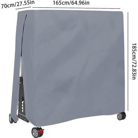Table Tennis Cover Heavy Duty Waterproof Outdoor Indoor Ping Pong Table Storage Covers Accessories Polyester 165 x 70 x 185cm gris (1/4)