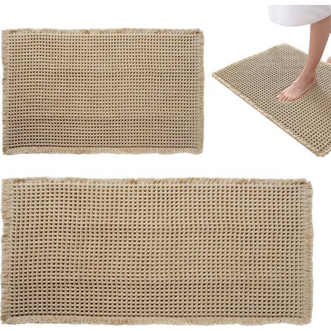 2 Pièces Tapis de Bain Antidérapant, 43 × 61 cm + 60 × 120 cm, Dos Antidérapant à Colle Thermofusible, Absorbant et à Séchage Rapide, Doux et Durable, Convient aux Chambres et Salles de Bains (1/5)