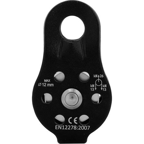 Jeffergarden Poulie pivotante simple robuste en alliage d'aluminium 26 kN pour câble de 12 mm (noire) (1/5)