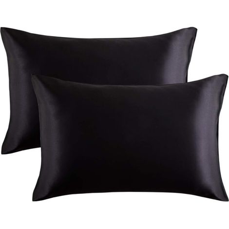 Taie D'oreiller Satin Soyeux Lot De 2 Housse Coussin Fermeture Par Enveloppe Anti Abeille Anti Ride Pour Cheveux Et Peau Sensibles (1/4)
