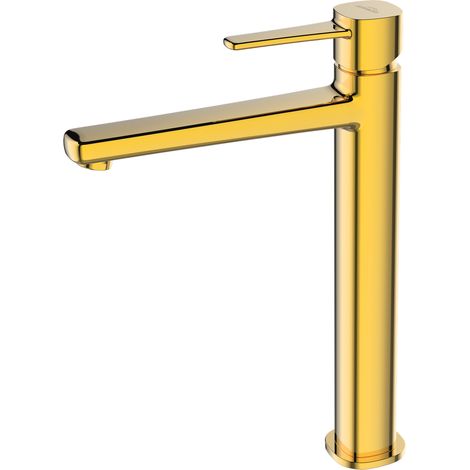Robinet de lavabo Glamour - Or - Mitigeur monocommande - Mécanisme de mélange en céramique - Aérateur économe en eau (1/2)