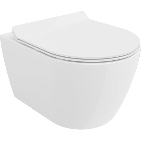Mexen Carmen inodoro Rimless Tornado con asiento de cierre lento slim, duroplast, blanco brillante - 30880100T