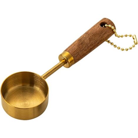 Set di misurini, cucchiaio da cucina, misurazione precisa, manico in legno, 14 ml, color oro (1/5)