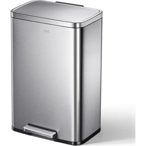 EKO Madison - Pattumiera in Acciaio Inox Spazzolato, 50 Litri, con Pedale e Rivestimento Interno, Finitura Resistente alle Impronte digitali (1/5)