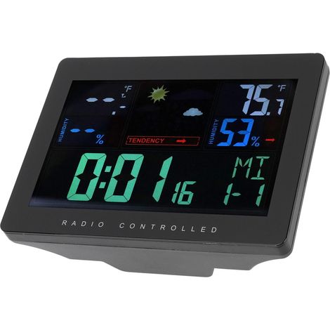 Thermomètre Hygromètre Sans Fil Écran Couleur Horloge Numérique Météo EU 230‑240V (1/5)