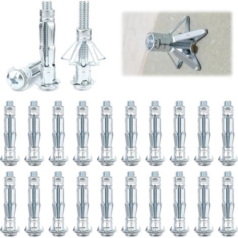 20 Chevilles, M8 x 52 mm, Acier Galvanisé, Vis Incluses, Pour Plaque De Plâtre, Brique Creuse