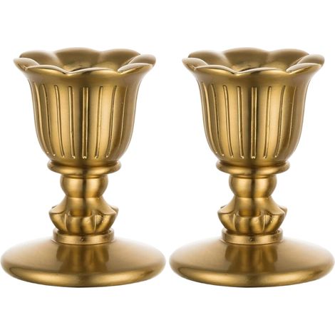 Candelabros cónicos de metal y cobre dorado, candelabros-2