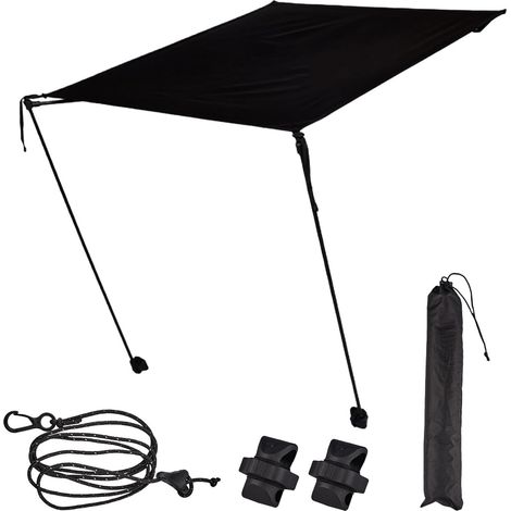 Transat plage avec toit pare-soleil pliable pêche extérieur léger compact armature acier renforcé (1/5)