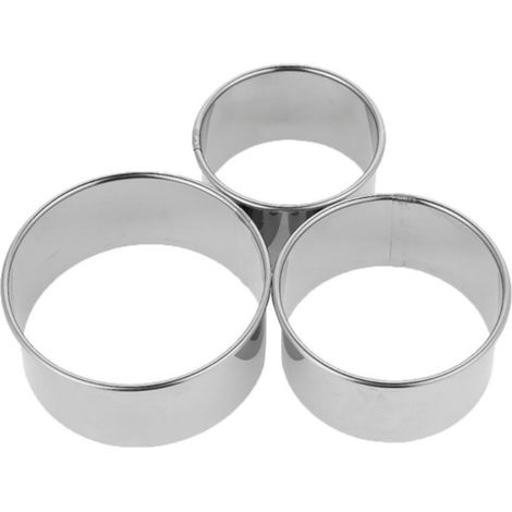 Set mit 3 runden Ausstechformen aus Edelstahl für Gebäck, Kekse, Ravioli und Kuchen