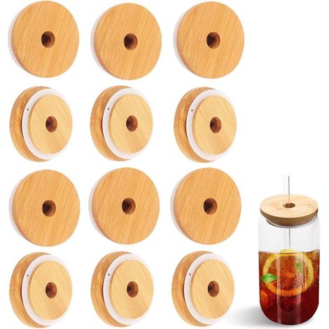 Lot de 12 couvercles pour bocaux avec joint en silicone, couvercles de conservation en verre hermétiques et réutilisables. (1/5)
