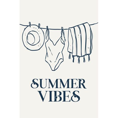 Tableau mural encadré summer vibes 65x97 cm - Tableau Mural Décoratif - Image Encadrée Imprimée en HD - Impression 65x97 cm sur Fibres de Bois FSC - Finition Mate - Fabriqué en France (1/3)