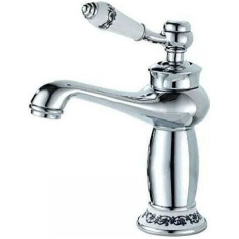 Basin faucet Single handle bathroom faucet Basin faucet Ceramic floral decoration Bathroom basin faucet Basin faucet, chrome (1/3)