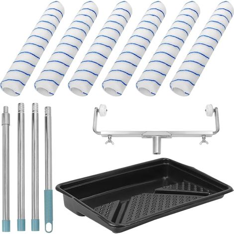 Kit Rouleaux de Peinture de 45 cm Comprend 6 Rouleaux Cadre Réglable Tige Amovible jusqu'à 160 cm Grand Bac à Peinture Kit de Peinture Complet pour Murs et Plafonds (1/5)