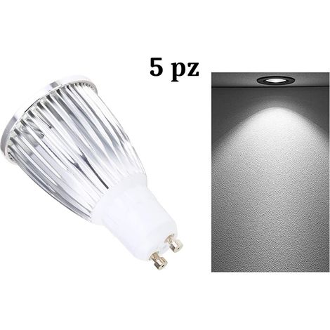 Faretto Led Luce Fredda Cob 7W Attacco GU10 5Pz 560LM Bianco Lampada Interno (1/5)