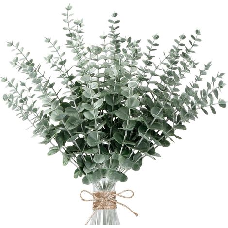 Eucalyptus Artificiel 30 Pièces Feuillage Artificiel Feuille Eucalyptus Plantes Artificielles Branche Decorative Pliez et Coupez à Volonté pour Les Mariages, Fêtes et Décorations