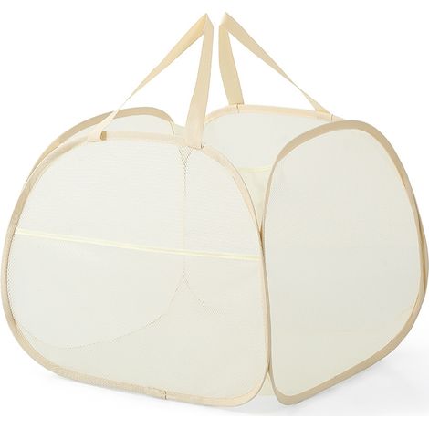 Panier à linge pliable, sac à linge, corbeille à linge vente avec poignée pour salle de bain, chambre, buanderie, chambre d'enfant, voyage, beige,50x50x38cm (1/4)