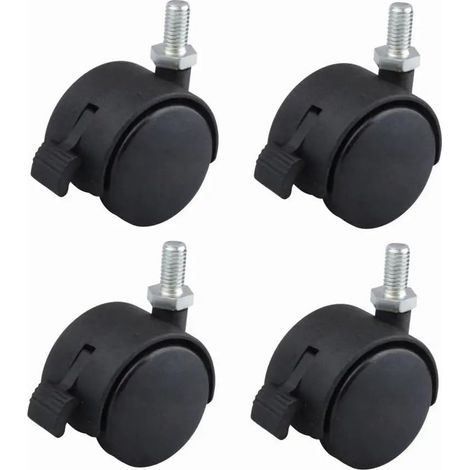 Comprend 4 roulettes pour le montage sur meubles, de 3,9 cm de long, avec freins, pivotant à 360 degrés, des rails doubles en nylon, ainsi que des vis, des écrous et une clé M8 x 13 mm pour une instal (1/5)