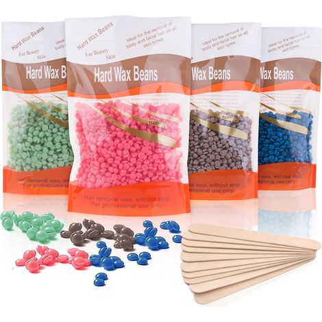 Perle de Cire Epilation Chaude, Brésilienne pour Jambe, Aisselles, Bras, Corps Entier, Zone de Bikini, 4 x 100g (1/5)