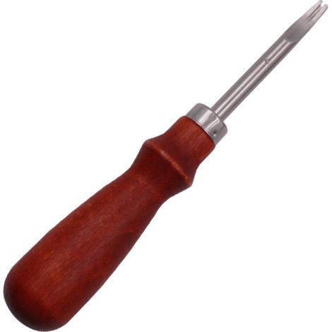 Lntyq Bord en Cuir Lisse Biseauté Outil Manche en Bois en Cuir Brochage Trimmer Acier Inoxydable Bricolage Cuir Artisanat Groover Artisanat Beveler Skiver (1.4 mm) (1/4)