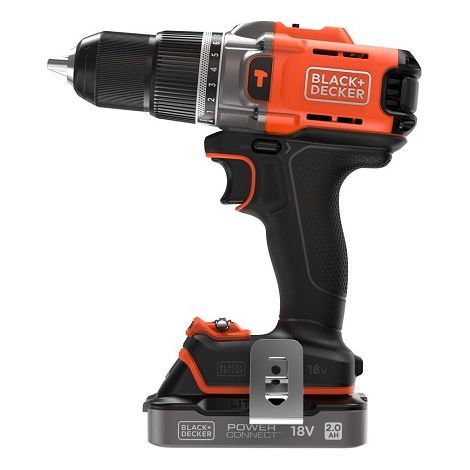 BLACK+DECKER - Perceuse à percussion sans fil 18V, 1 batterie Li-Ion 2,0 Ah, chargeur BCD383D1XK-QW (1/5)