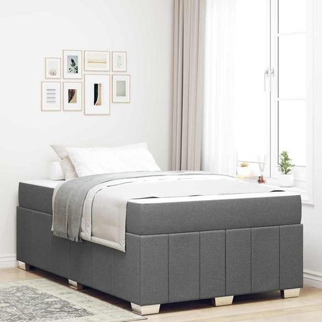 Cadre de lit avec matelas à ressorts, tissu gris foncé, 120 x 200 cm - PANGIVO (1/5)