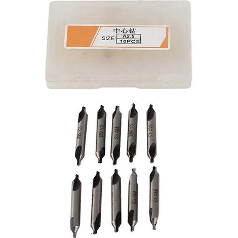 10-teiliges Zentrierbohrer-Set aus HSS 4341 mit geradem Schaft, 2,5 mm