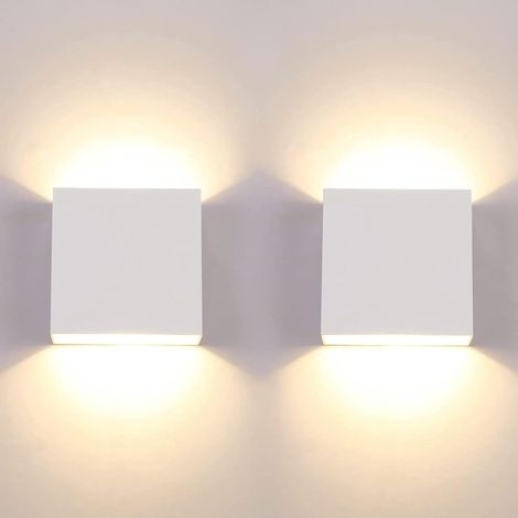 Sollbry 2Pcs  Applique Murale LED 7W Moderne Intérieur Carrée Blanche Décorative pour Chambres à Coucher, Salon (1/5)