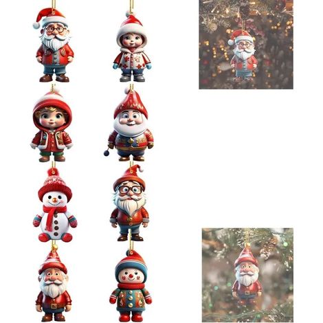 Noël Pendentifs Noël en Acrylique 2D Miniatures Charmes Noël,Pendentif Décoration de Noël Breloque Noel pour DIY DECOR DE NOEL 8 (1/5)