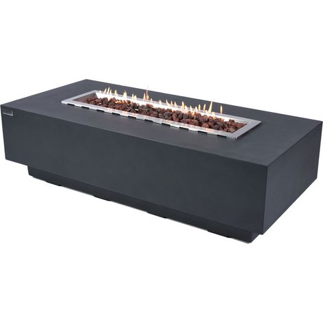 Table braséro à gaz Granville en béton fibré - 152x69x43 cm