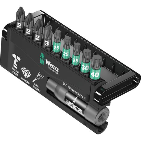 Wera Bitsortiment Bit-Check 10 Impaktor 3, 6-KT.Schnellwechselhalter, 10-teilig