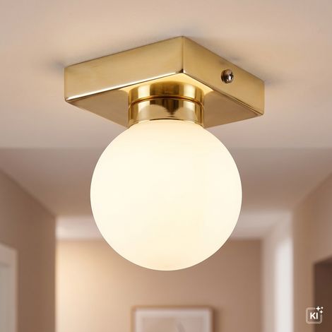Badezimmerleuchte Kugelschirm Glas Metall G9 Ø 9 cm klein Deckenlampe Wandleuchte Bad (1/5)