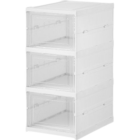 Boîte de rangement à chaussures, organisateur de chaussures empilable sans assemblage avec porte transparente, étagère à chaussures autoportante avec couvercles, étagère à chaussures en plastique pour (1/5)