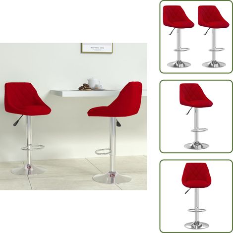 Tabourets de bar lot de 2 rouge bordeaux velours - Tabouret De Bar - Chaise De Comptoir - Fauteuil De Bar - Meuble De Salon - Mobilier Design (1/5)