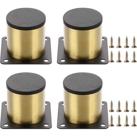 Lot de 4 pieds de meuble de 5 cm en acier inoxydable - Pour chaises, table, armoire, bureau, canapé, meubles - Avec vis - Montage facile - Rond (doré) (1/5)